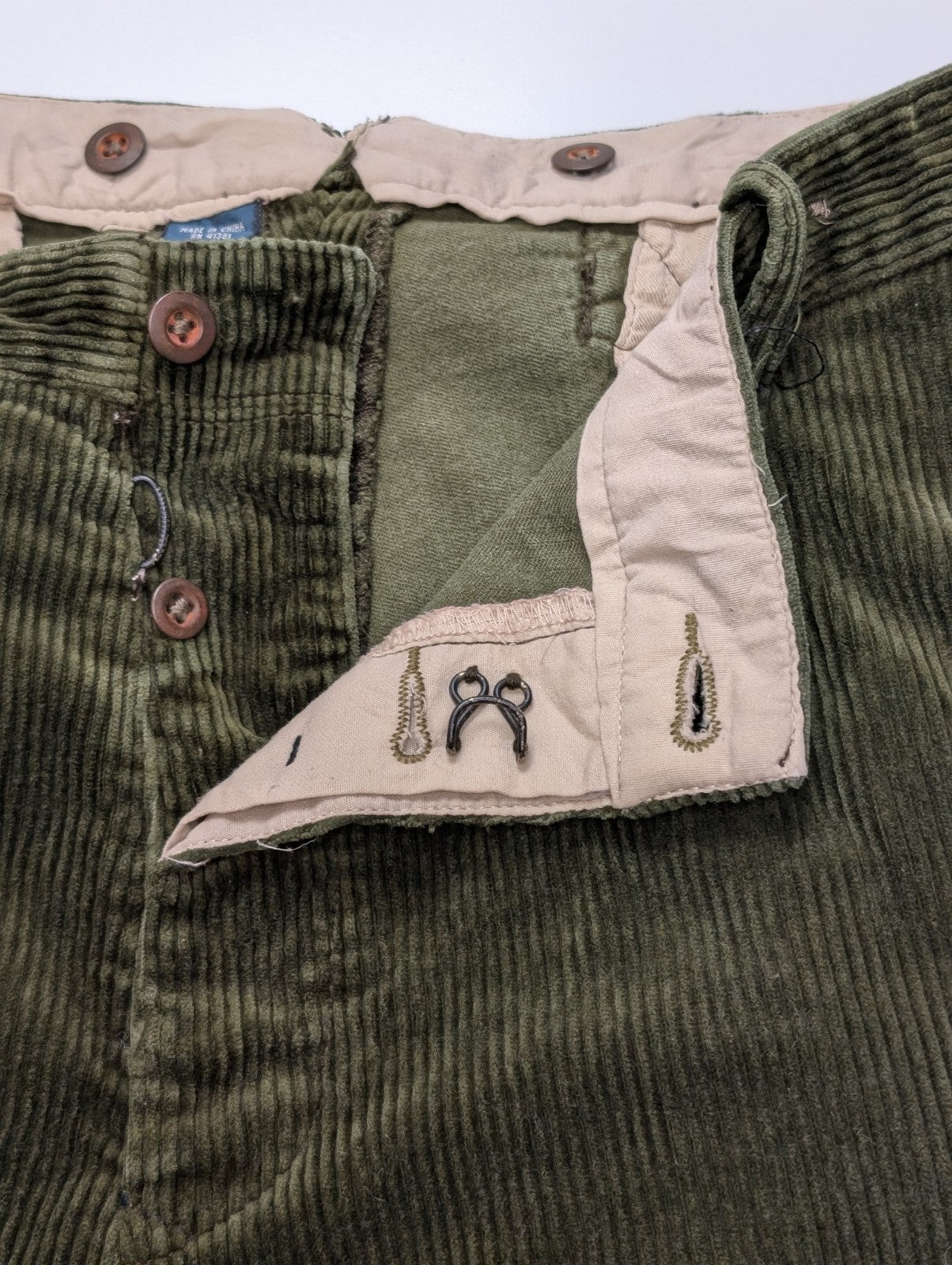 Pantalon Velours côtelé Polo Ralph Lauren W42 L30 Vert Bouteille Vintage