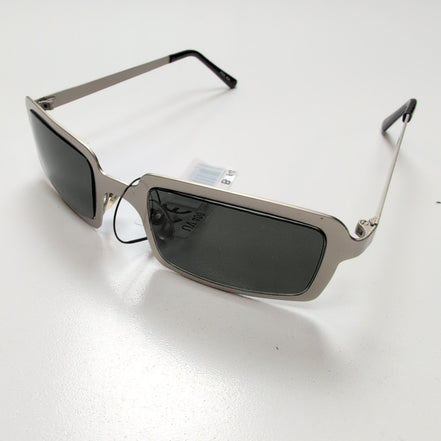 Lunettes de soleil Y2K Branche semi large Rectangulaire Métal Gris Brillant