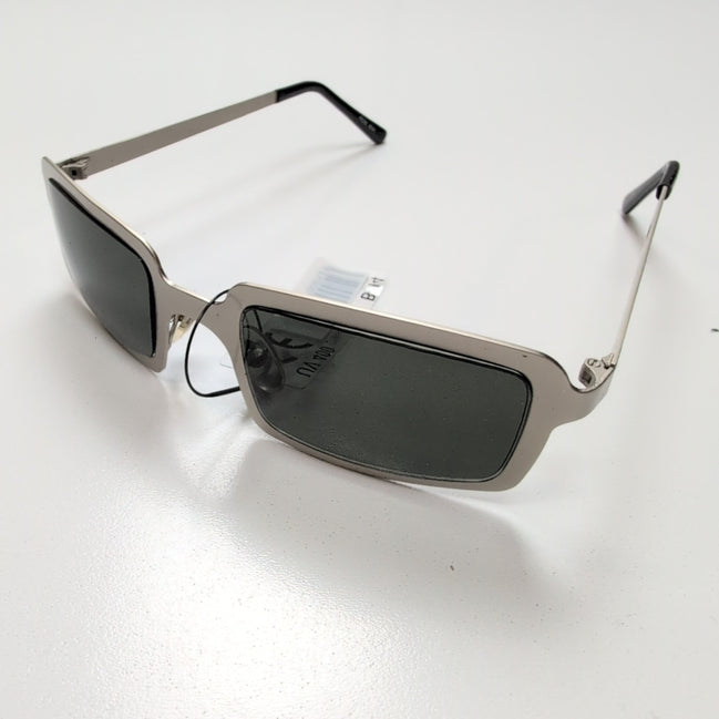 Lunettes de soleil Y2K Branche semi large Rectangulaire Métal Gris Brillant
