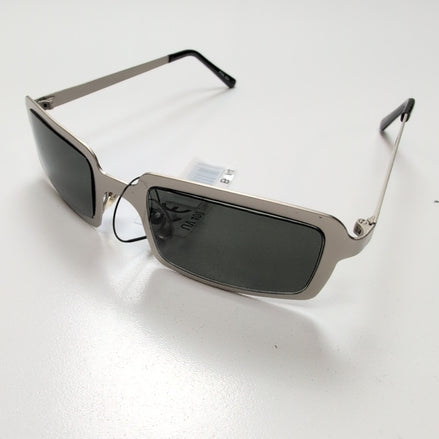 Lunettes de soleil Y2K Branche semi large Rectangulaire Métal Gris Brillant