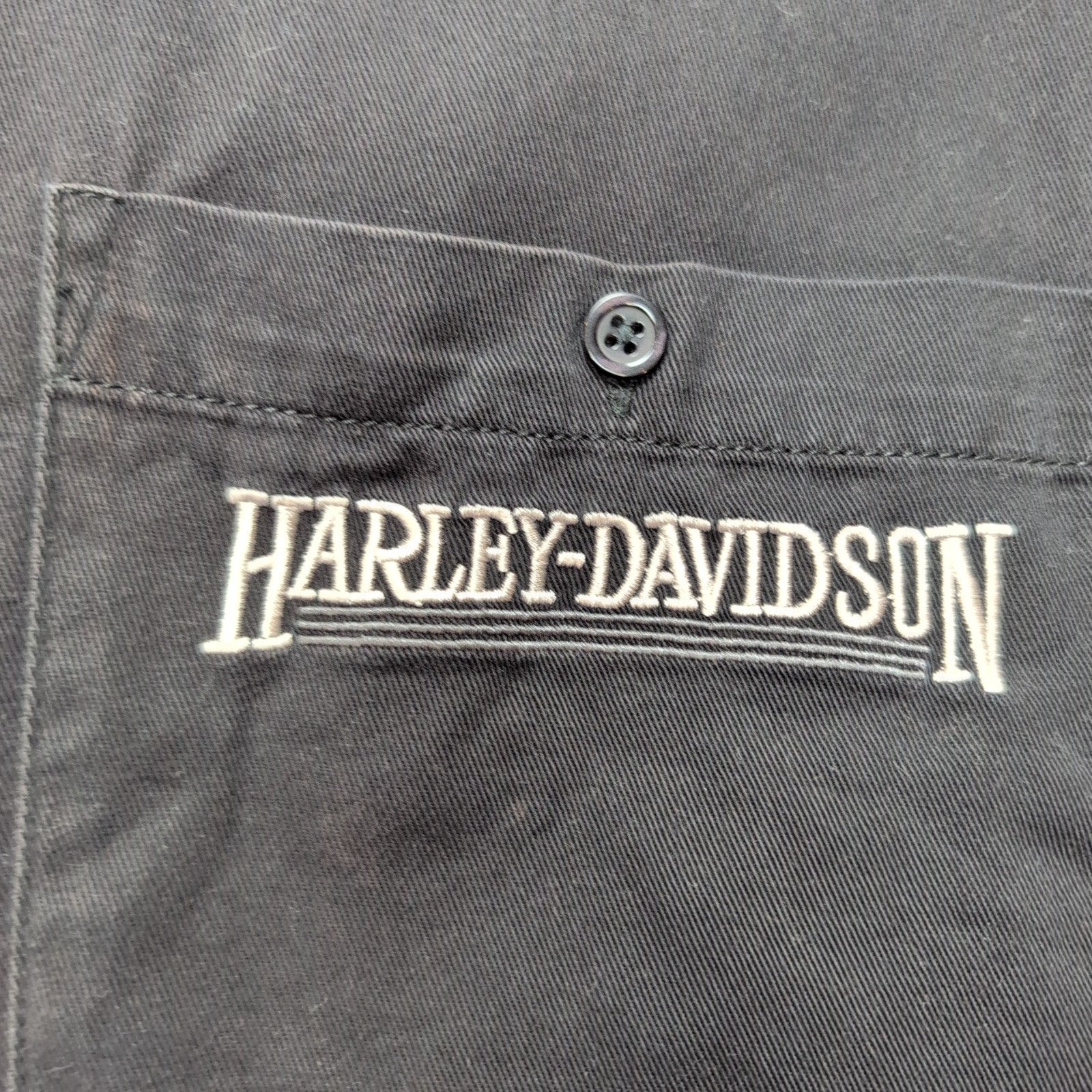 Chemise Harley Davidson XL Noire Coton Poches Boutonnées Logo Brodé