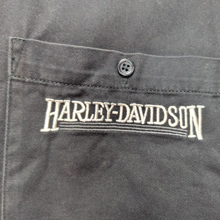 Chemise Harley Davidson XL Noire Coton Poches Boutonnées Logo Brodé