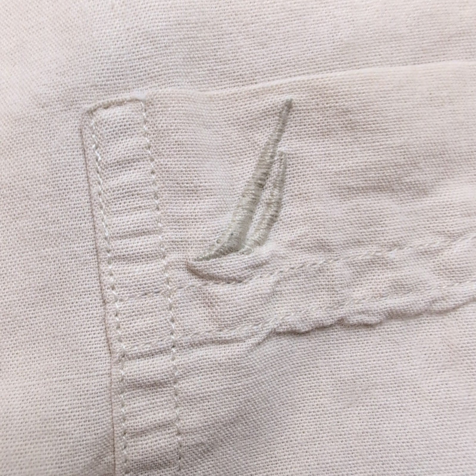 Chemise Nautica lin coton beige crème poche logo manches courtes M