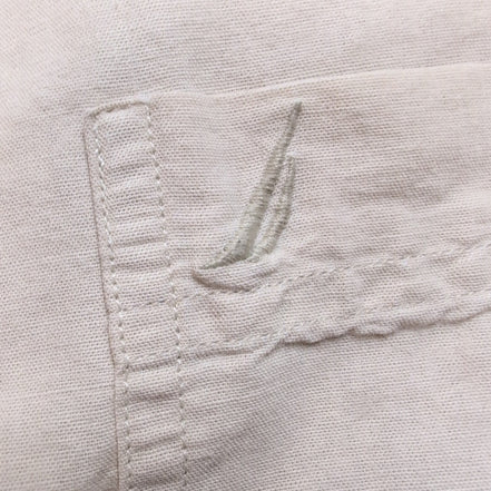 Chemise Nautica lin coton beige crème poche logo manches courtes M