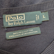 Pull Polo Ralph Lauren L bleu marine col V 100% Pima Cotton logo vert