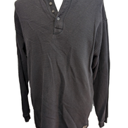 Sweat LEE Noir Vintage Col Boutonné Maille Gaufrée Nid Abeille Coton Taille L