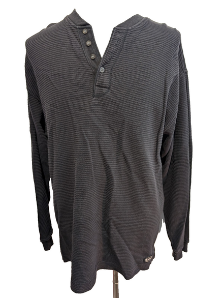 Sweat LEE Noir Vintage Col Boutonné Maille Gaufrée Nid Abeille Coton Taille L
