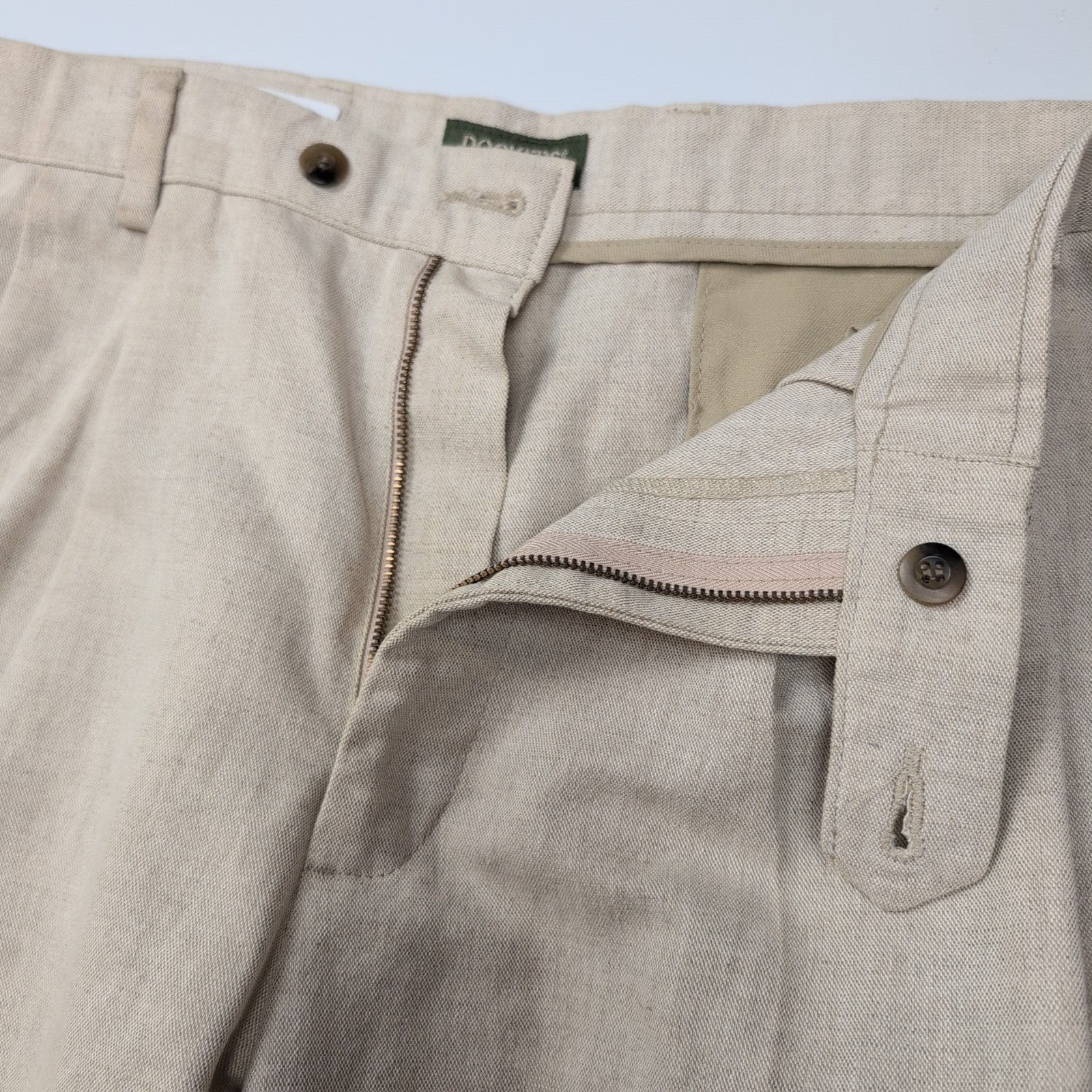 Pantalon Dockers Lin Coton Beige Chino à Pinces Relaxed Fit Taille W36 L30