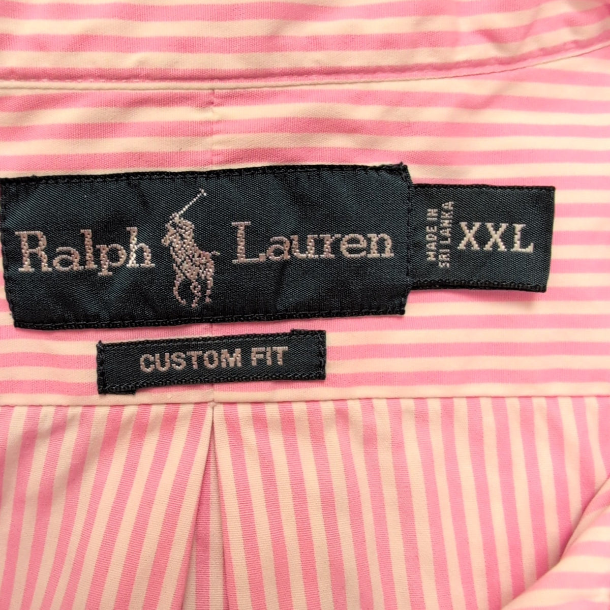 Chemise Ralph Lauren Taille XXL Custom Fit Rose Rayures Coton Logo Bleu
