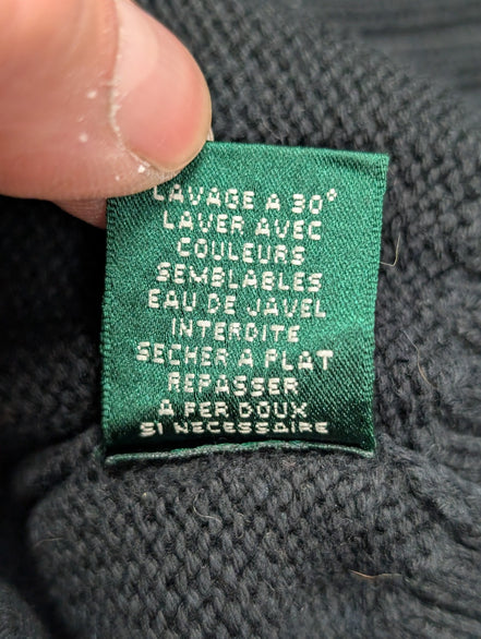 Pull Lauren Ralph Lauren femme S noir 100% coton col zippé boutons dorés