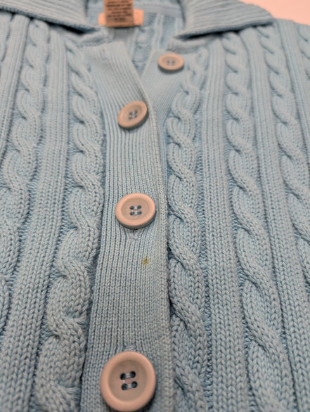 Gilet L.L. Bean Torsadé Bleu Ciel à Manches Courtes en Coton - Taille S