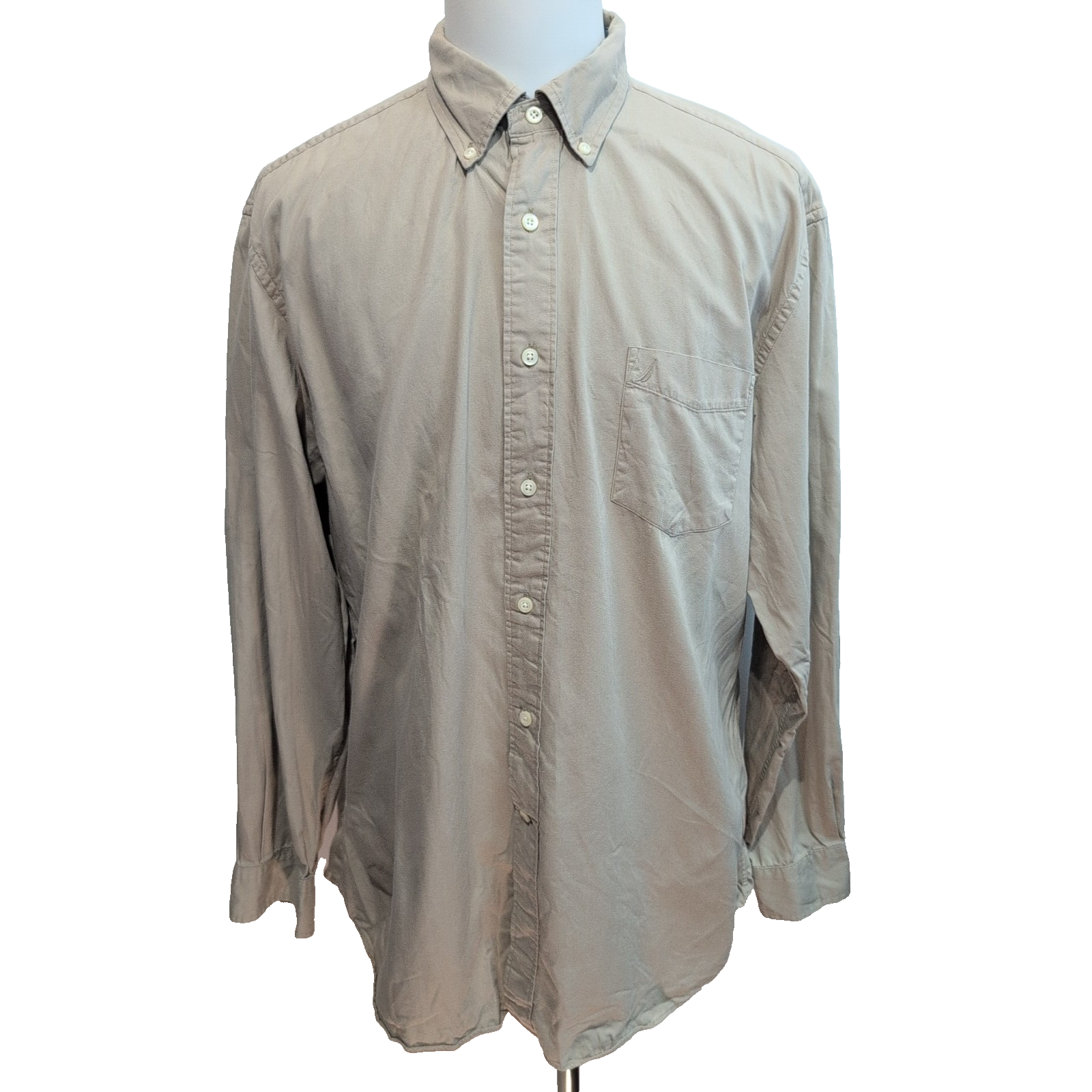 Chemise Nautica XL Voyage Marron 100% Coton Une Poche Logo Brodé