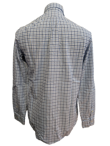 Ralph Lauren Chemise Homme S Bleu Blanc Gingham Manches Longues Logo Bleu Marine