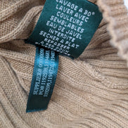 Pull LAUREN Ralph Lauren XL beige camel col V bouton doré maille côtelée