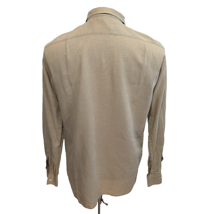 Jean Paul Germain chemise 100% lin beige vintage finition cachée boutons M
