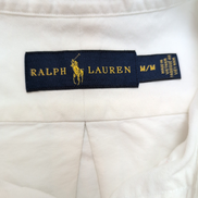 Chemise Ralph Lauren M Blanc Uni Manches Courtes Logo Marron manches longues