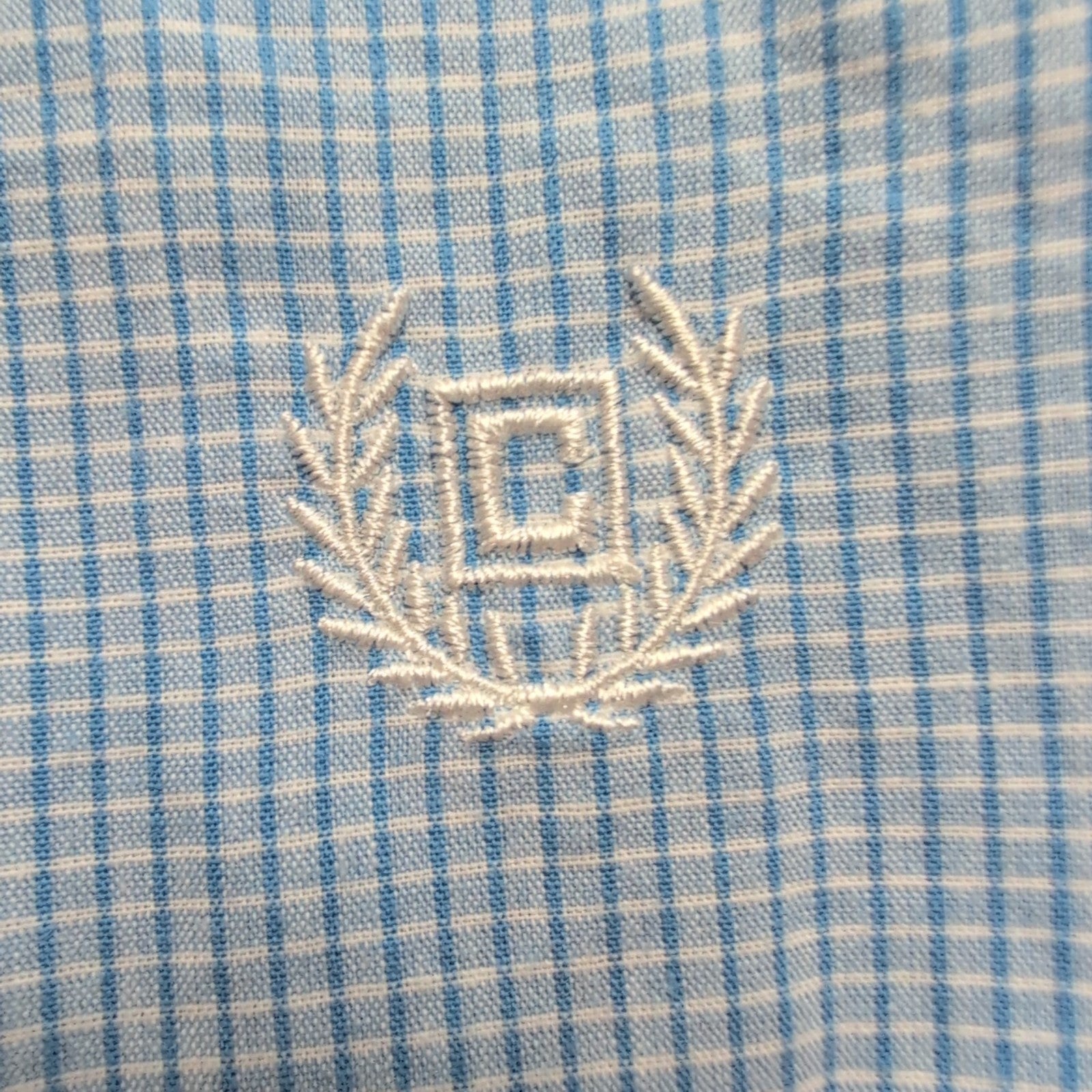 Chemise Chaps bleu ciel à petits carreaux avec poche et logo manches courtes XL