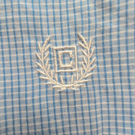 Chemise Chaps bleu ciel à petits carreaux avec poche et logo manches courtes XL