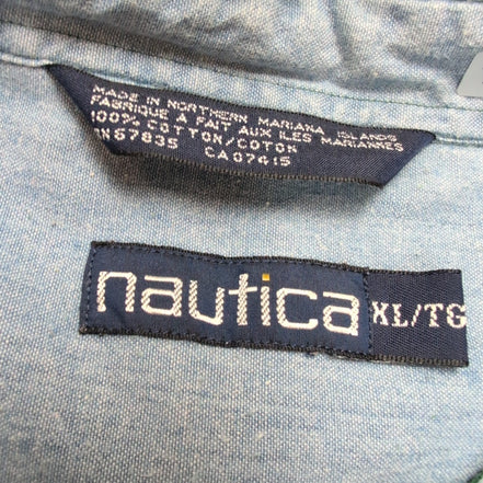 Chemise Nautica XL Vert Vintage 100% Coton Épais Made USA Island