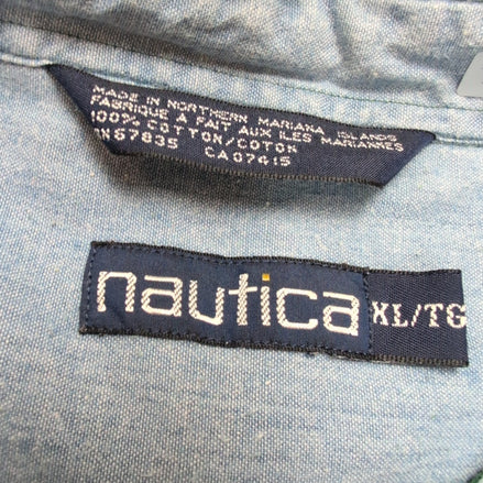 Chemise Nautica XL Vert Vintage 100% Coton Épais Made USA Island