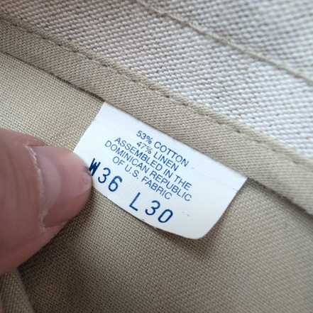 Pantalon Dockers Lin Coton Beige Chino à Pinces Relaxed Fit Taille W36 L30