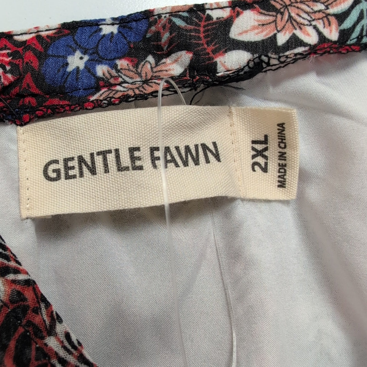 Haut Femme Gentle Fawn 2XL Fleuri Doublé Manches Longues Rouge Neuf Étiquette