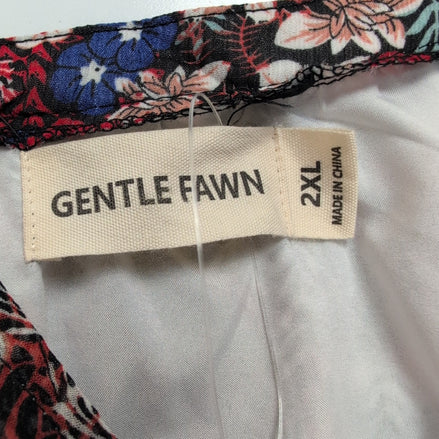 Haut Femme Gentle Fawn 2XL Fleuri Doublé Manches Longues Rouge Neuf Étiquette