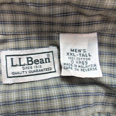 Chemise L.L. Bean kaki à petits carreaux taille XXL #140e