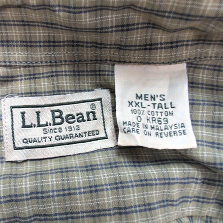 Chemise L.L. Bean kaki à petits carreaux taille XXL #140e