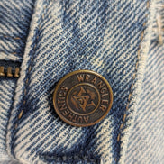 Jean Wrangler Homme Vintage Bleu Style Grunge Distressed Genou Troué W36 L31