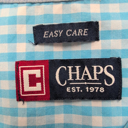 Chemise Chaps Bleu Ciel Petits Carreaux Taille XL TG Manches courtes