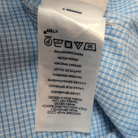 Chemise Chaps bleu ciel à petits carreaux avec poche et logo manches courtes XL
