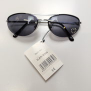 Lunettes de soleil Y2K Branche fine Métal Chromé Ovale Strass Cœur