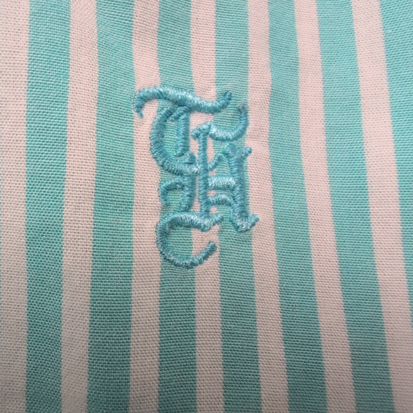 Chemise Tommy Hilfiger Homme XXL Turquoise Blanche Rayée Coton Poche