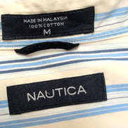 Chemise Nautica Manches Courtes Rayures Bleu et Blanc Taille M 100% Coton