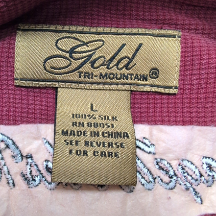 Chemise hawaïenne Gold by Tri-Mountain L bordeaux 100% soie manches courtes