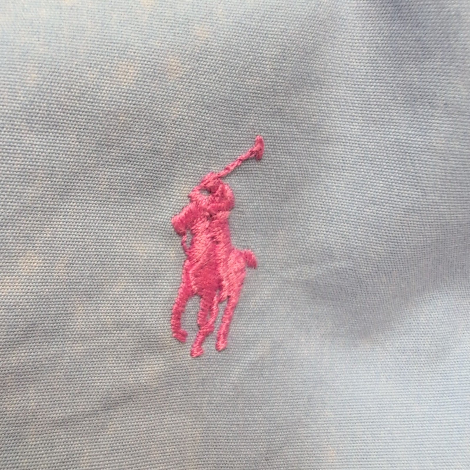 Chemise Ralph Lauren Slim Fit S Bleu Clair Logo Rose Coton Manches Longues