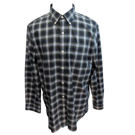 Chemise LL Bean L Bleu Vert Carreaux Wrinkle Free Coton Poche USA longues mch