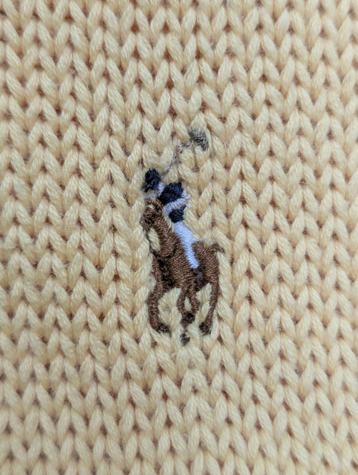 Pull POLO Ralph Lauren - Col rond Jaune 100% Coton - Coupe étroite - Taille L/S
