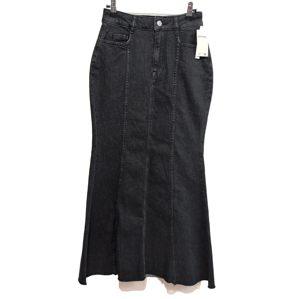 Jupe Longue Femme T34 Pimkie Jean Noir Stretch Neuve Étiquette 