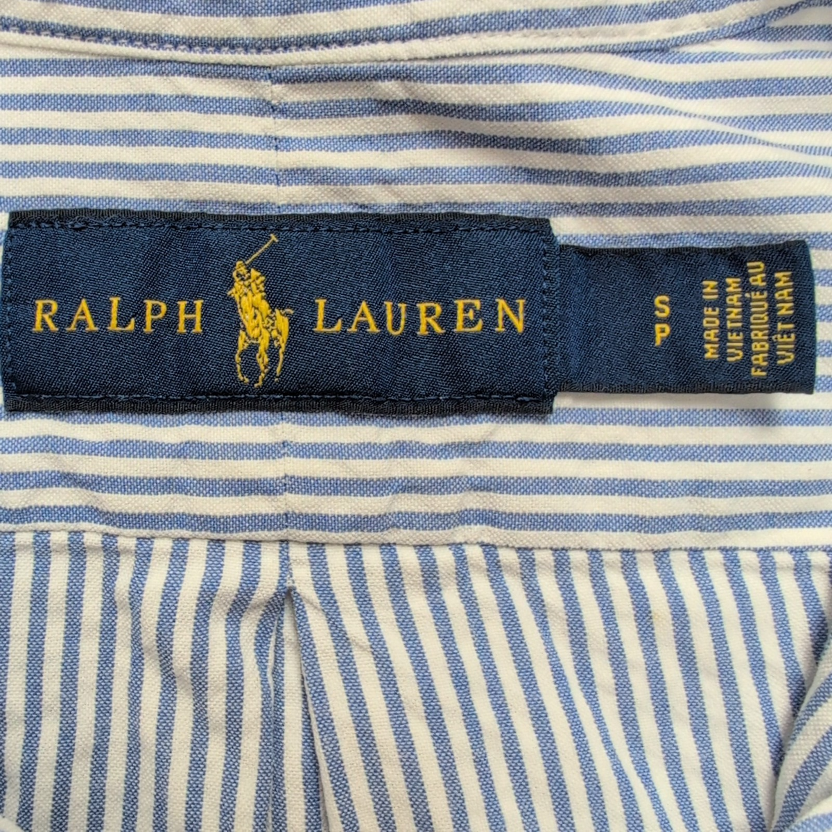 Chemise Ralph Lauren S Bleue Rayures Logo Bleu Manches Courtes