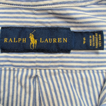 Chemise Ralph Lauren S Bleue Rayures Logo Bleu Manches Courtes