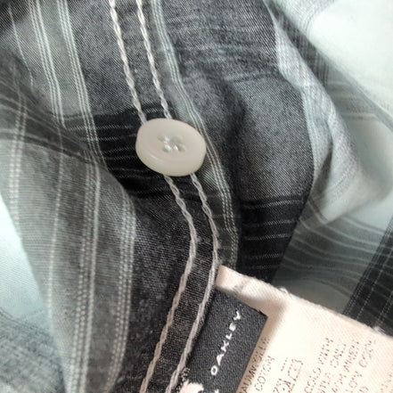 Chemise Oakley M Gris Carreaux 100% Coton Manches Courtes Logo Brodé
