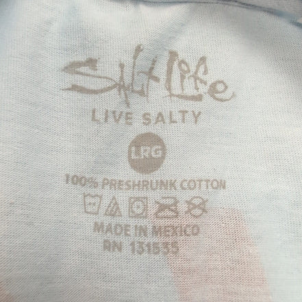 T-shirt Salt Life L Bleu Clair Manches Longues Graphique Neuf Étiquette