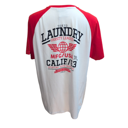 T-shirt Tokyo Laundry XXL Blanc Rouge Imprimé Devant Dos Neuf Étiquette