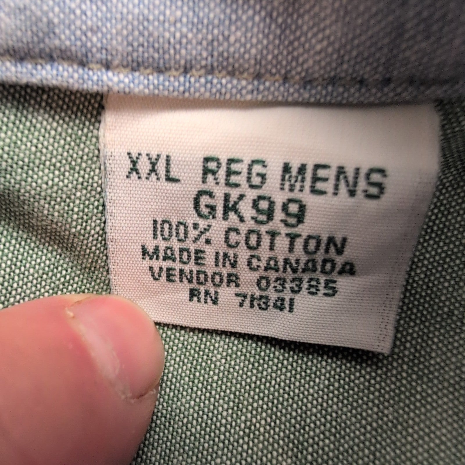Chemise L.L. Bean verte uni manches courtes homme taille XXL