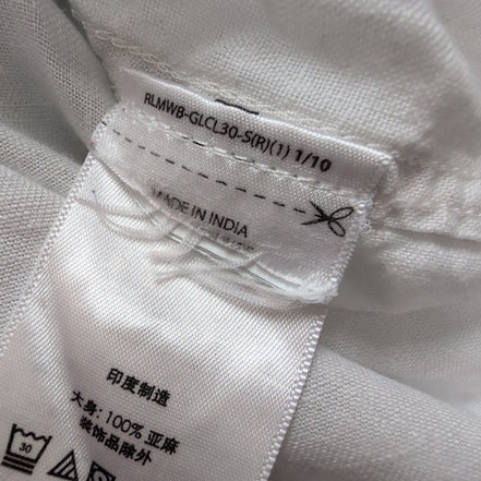 Chemise Polo Ralph Lauren L 100% Lin Blanche QR Code Broderie Poignet