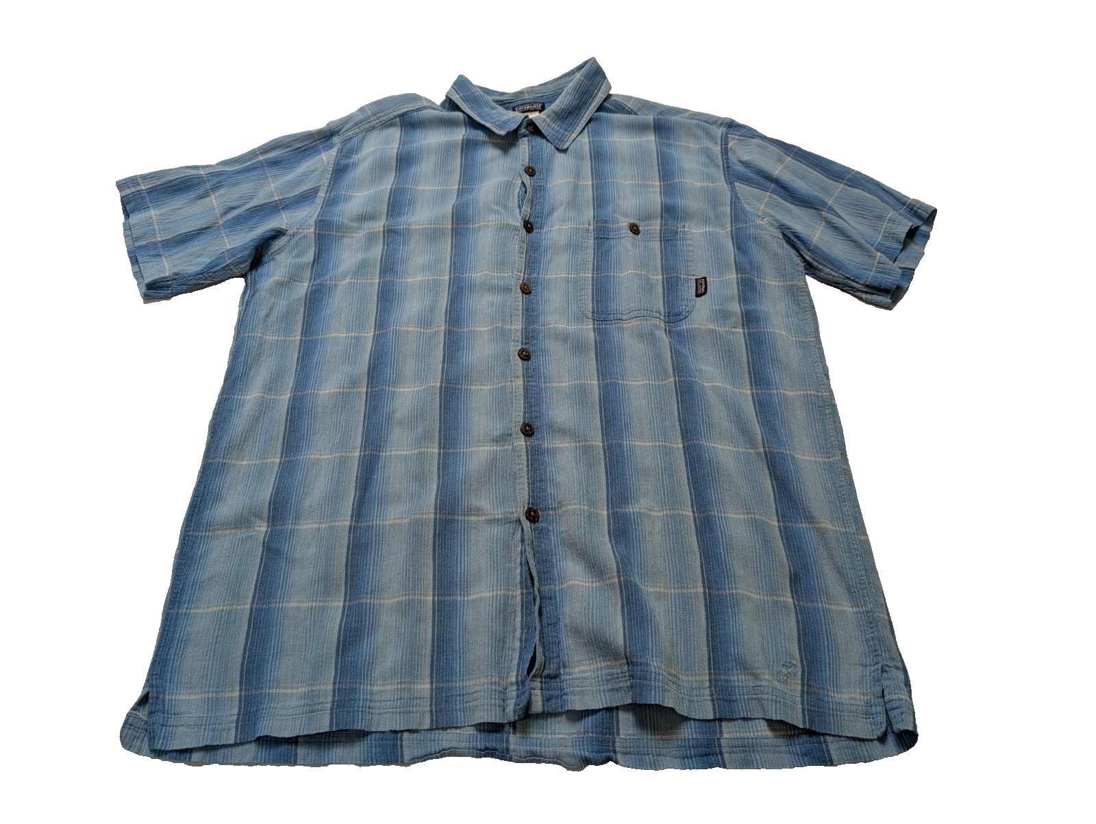 Chemise Patagonia bleue à carreaux manches courtes taille XL #277msch
