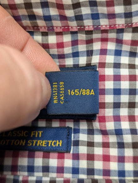 Chemise RALPH LAUREN Classic Fit Coton Stretch Vichy Rouge Bleu - Taille XS