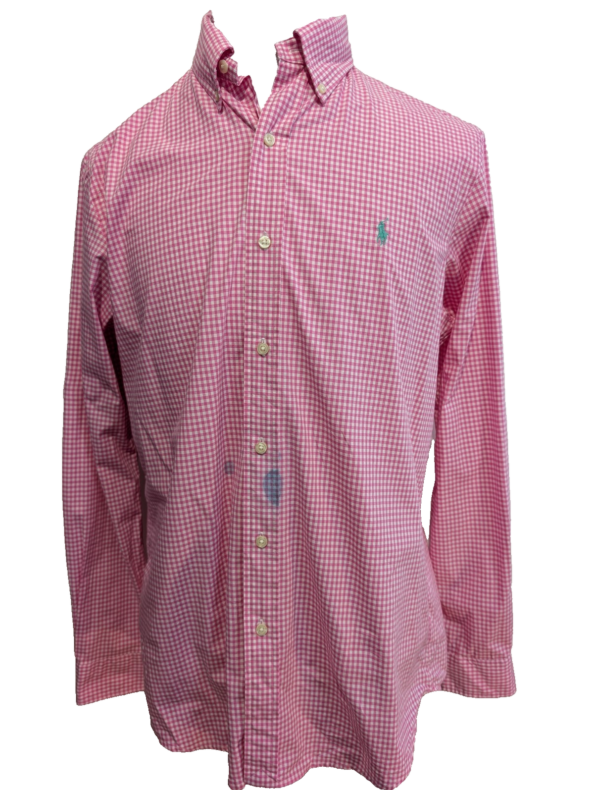 Chemise Polo Ralph Lauren Shirt M L Classic Fit Vichy Rose Stretch Button Down